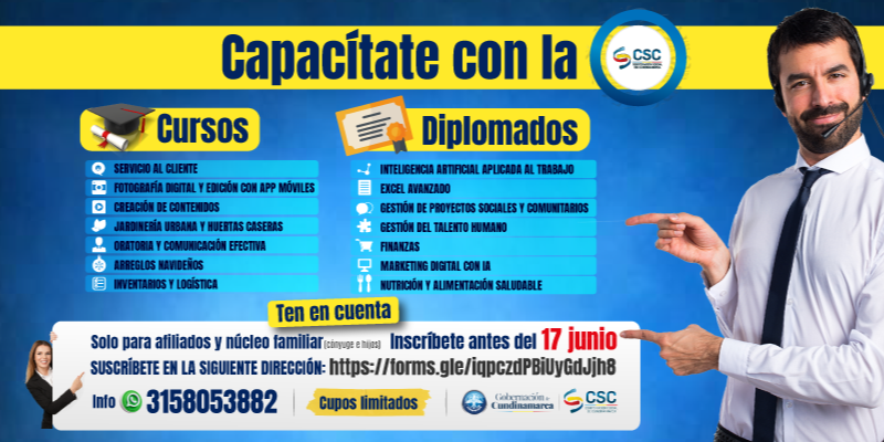 Afiliados a la CSC podrán inscribirse en cursos y diplomados de inteligencia artificial, finanzas y marketing digital hasta el 17 de junio