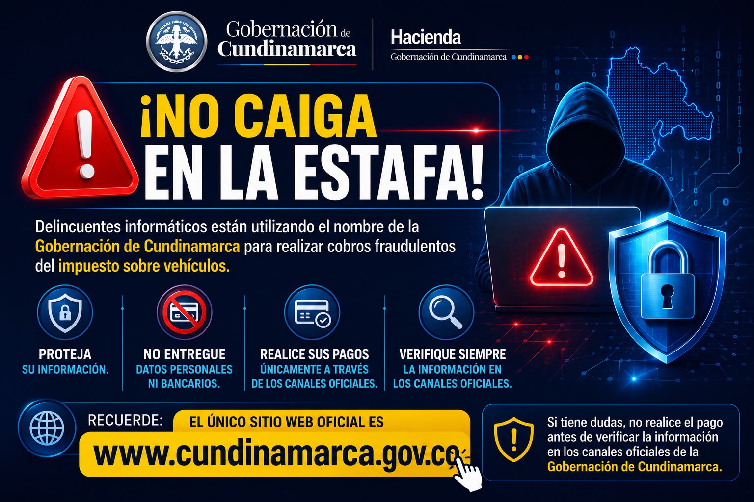 Alerta en Cundinamarca: páginas falsas estarían estafando a ciudadanos con el pago del impuesto de vehículos