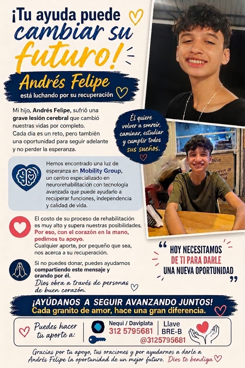 Andrés Felipe, un joven de La Mesa, necesita de nuestra solidaridad para recuperar sus sueños